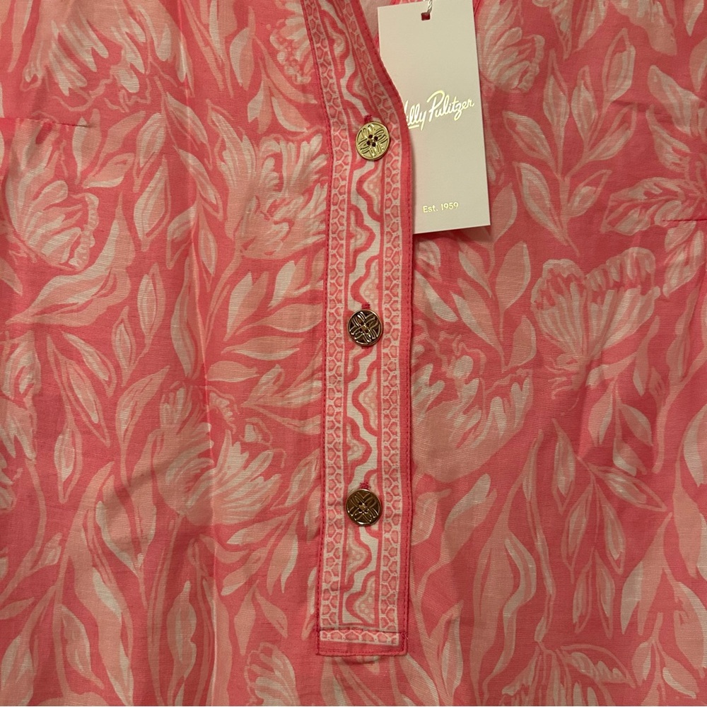 Lilly Pulitzer Daphnie Tunic Dress Tulip to Tango Engineered Linen Sz 00 NWT - Picture 4 of 7